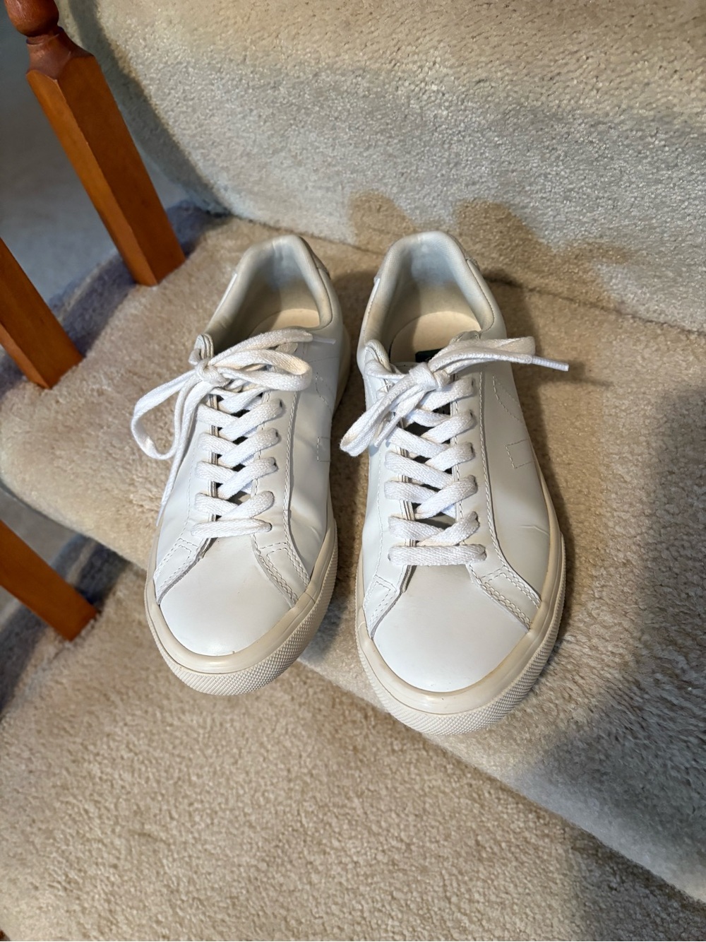 Veja White Leather Lace-Up Sneakers